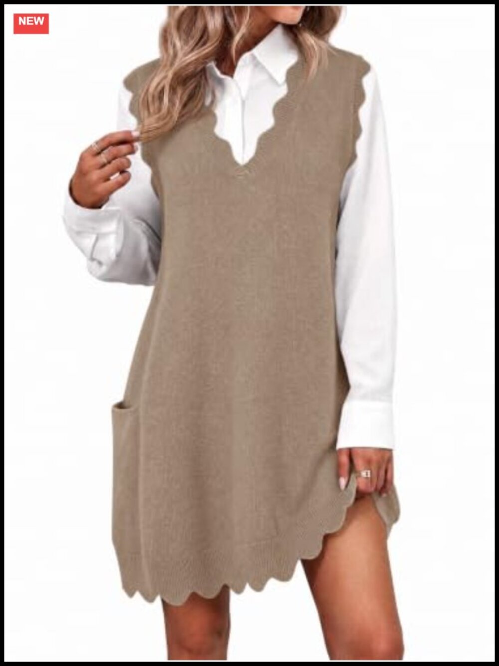 Saodimallsu Sleeveless Sweater Vest V Neck Tunic Oversized Knit Top
